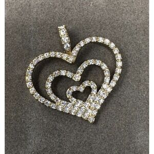 Vtg Nolan Miller Glamour Collection Triple Heart Pendant Adjust Gold Tone Estate